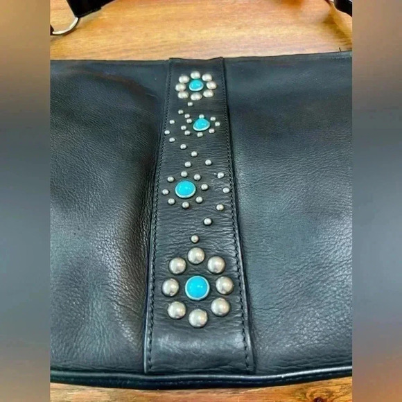 1990s | Leather & Turquoise | Western | Hand or Shoulder Bag - Picture 3 of 7